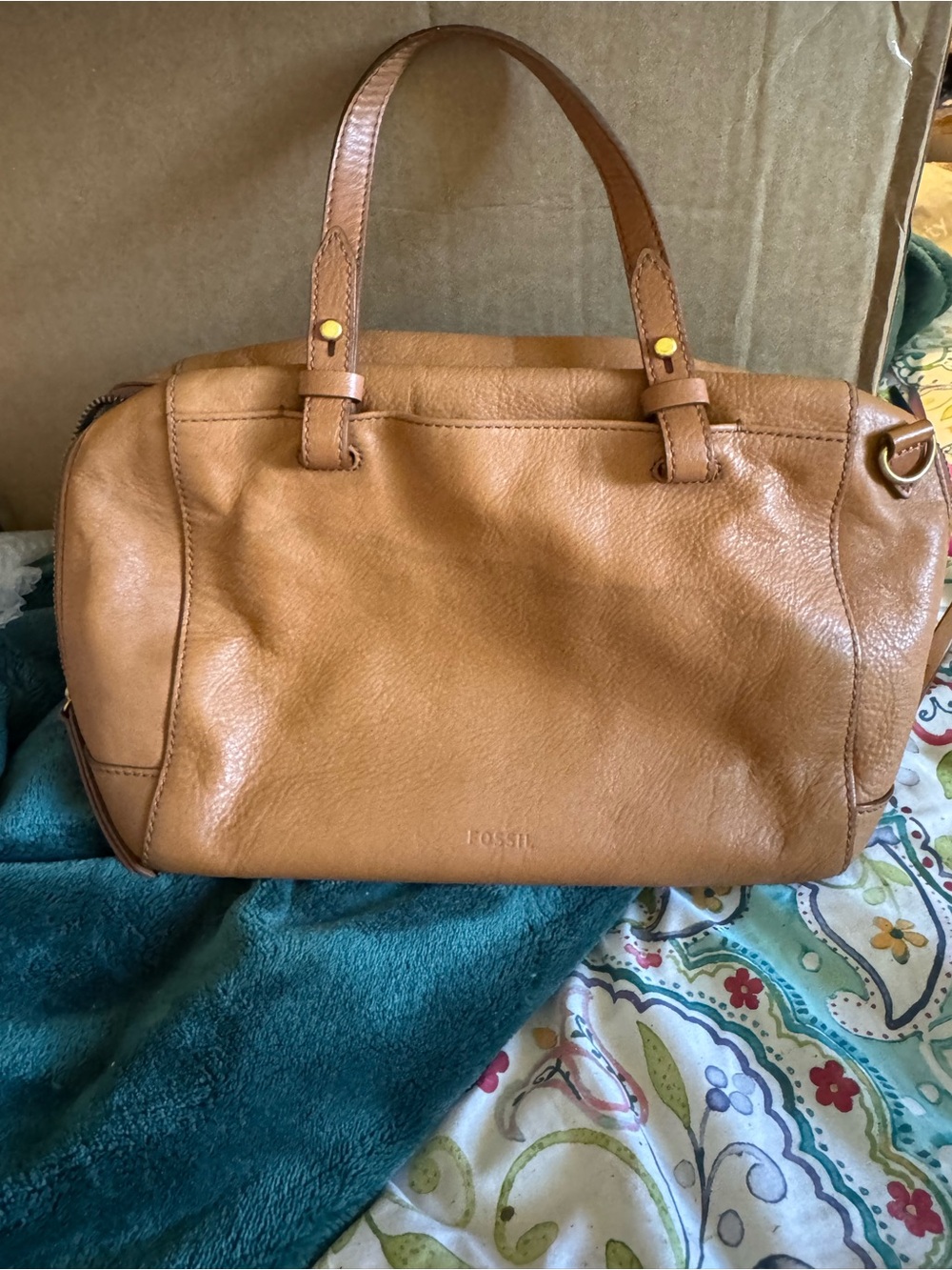 Fossil Cognac Leather Shoulder Bag